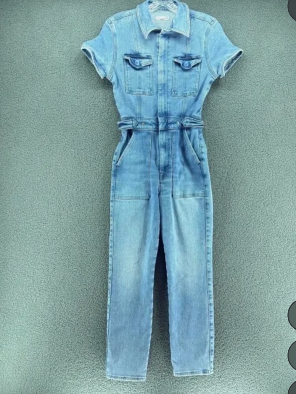 Good American Light Blue Denim Kids One-Piece Jumpsuit